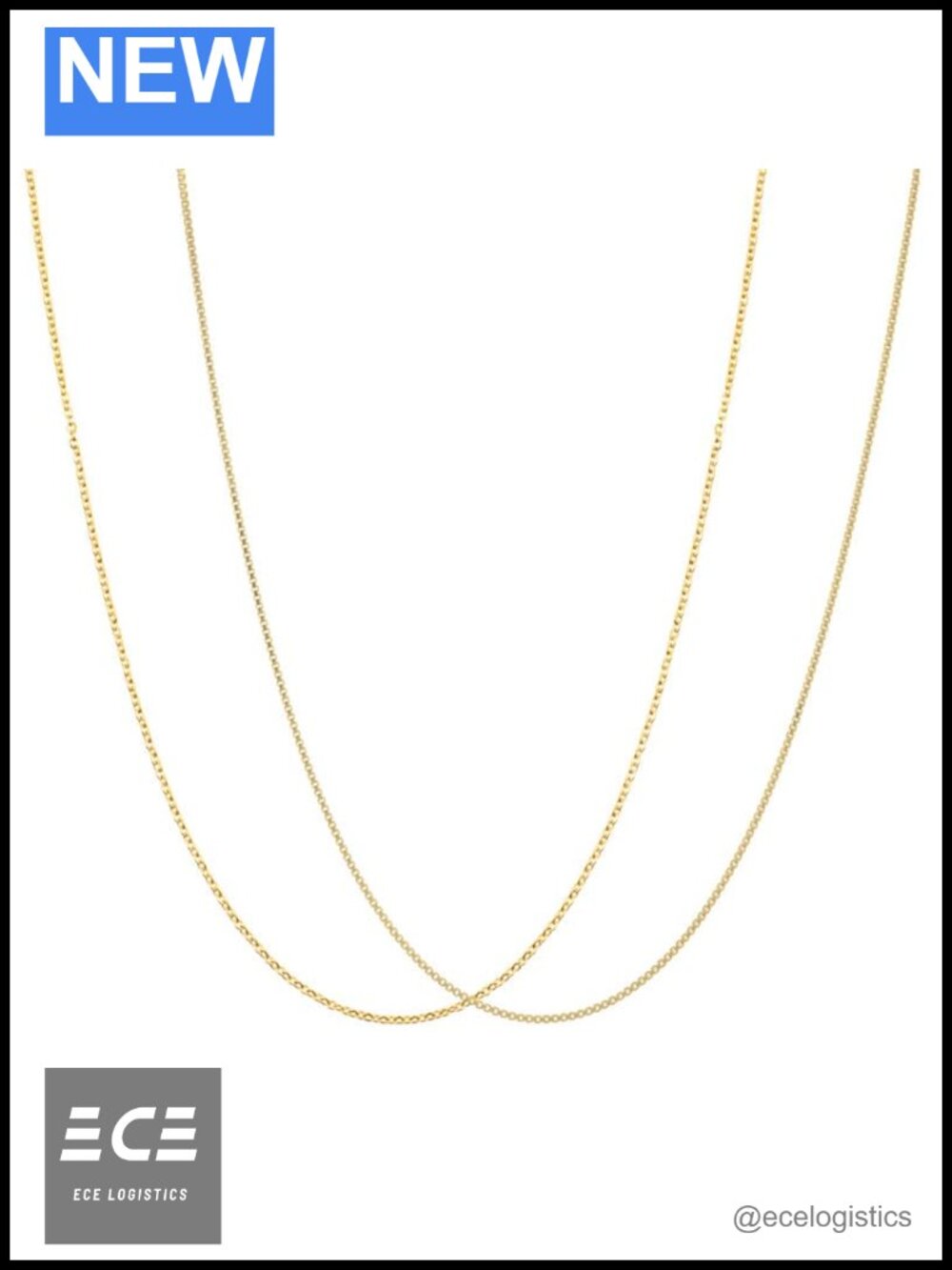 24k Gold Plated Box & Cable Link Chain Necklace Set 20" Dainty Layering
